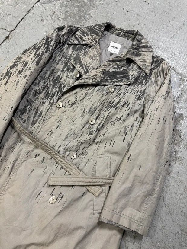 Moschino × Vintage 2000s Moschino Rain Painting Grey Trench Coat Size XS / US 0-2 / IT 36-38 - 6 Thumbnail