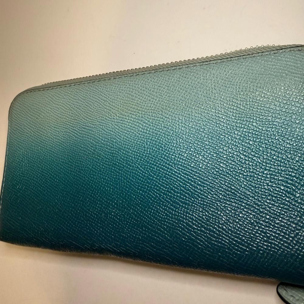 Coach COACH Ombre Teal Blue Sea Green Accordion Zipped Wallet Size ONE SIZE - 6 Thumbnail
