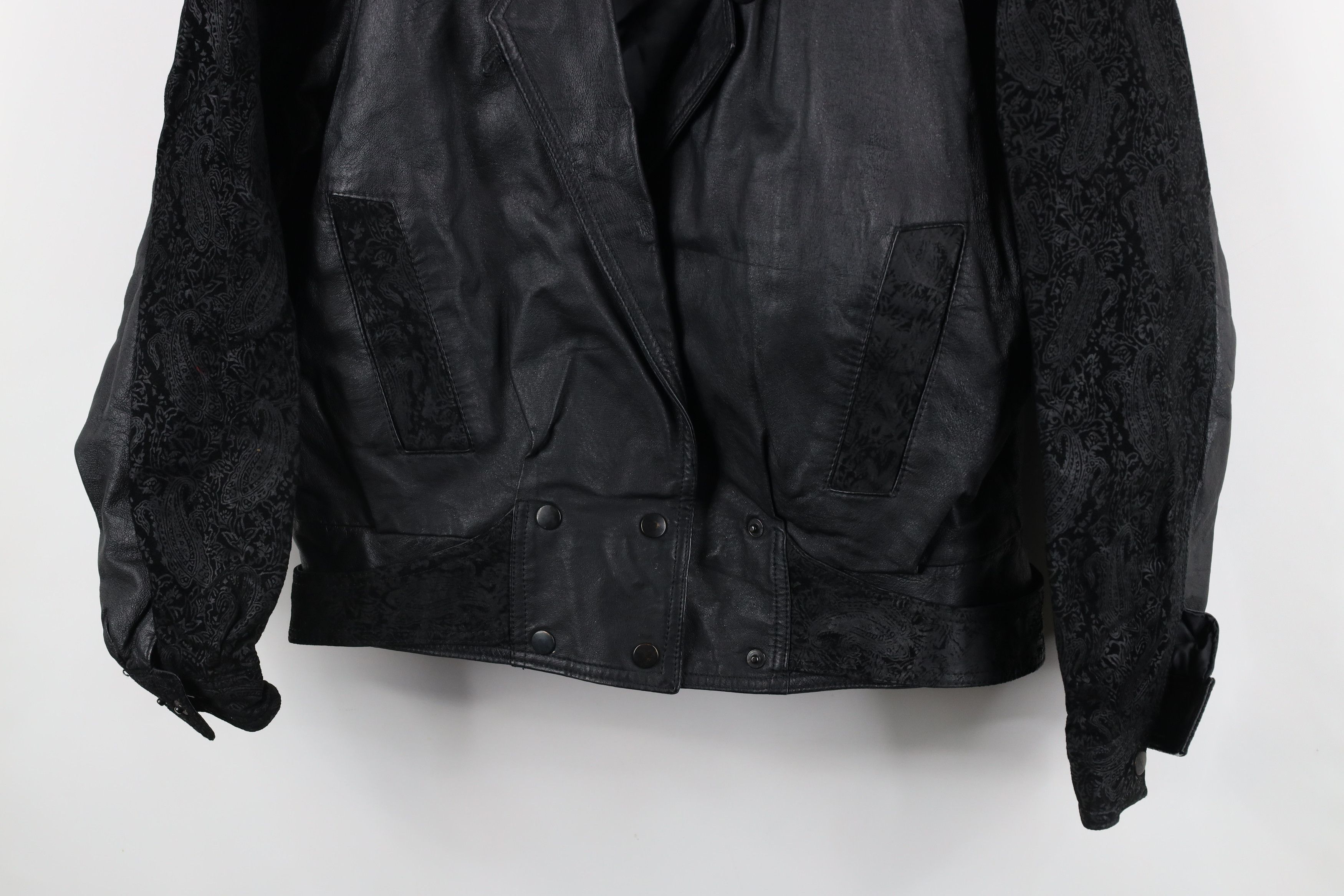 Vintage Vintage 90s Streetwear Goth Leather Bomber Jacket Black Size L / US 10 / IT 46 - 3 Thumbnail