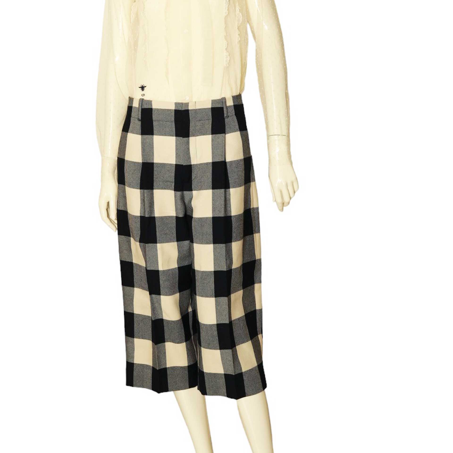 image of Dior Black And White Checkered Capri Trousers in Black/White, Women's (Size 27)
