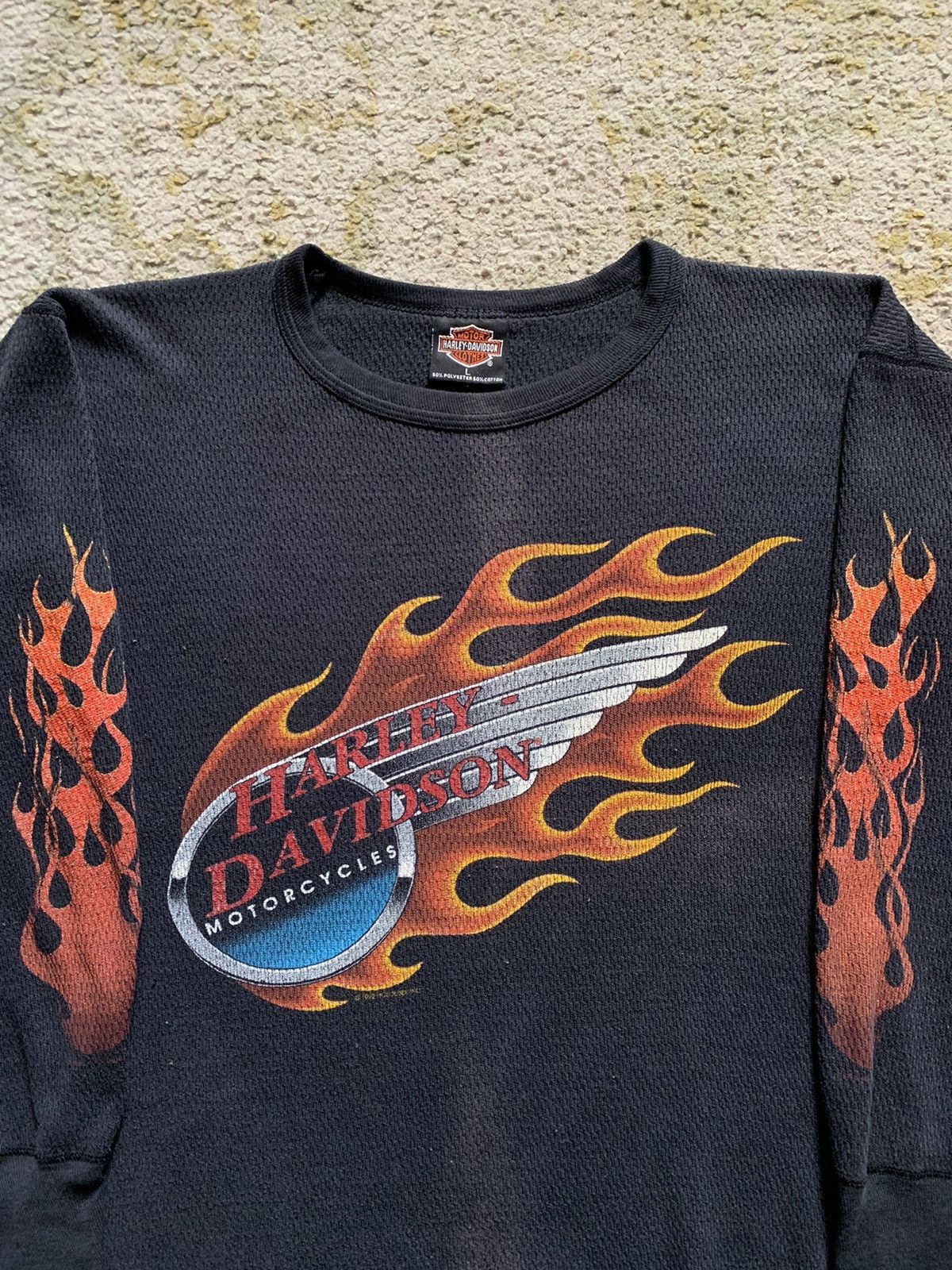 Harley Davidson × Vintage Vintage 1993 Harley Davidson Flames Thermal Longsleeve Size US L / EU 52-54 / 3 - 3 Thumbnail
