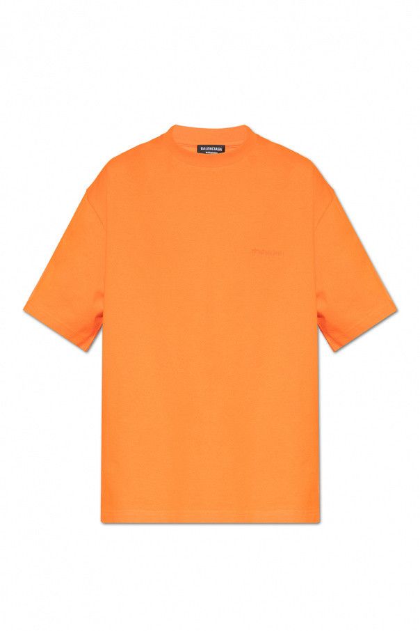 image of Balenciaga O1Mt1Gz0524 Bb Corp Medium Fit T-Shirt In Orange, Men's (Size Small)