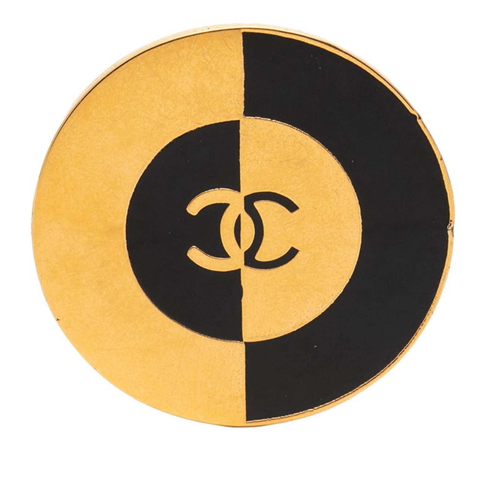 Chanel Chanel Coco Mark Brooch, Gold, Black Plated, Enamel, Women's CHANEL Size ONE SIZE - 1 Thumbnail