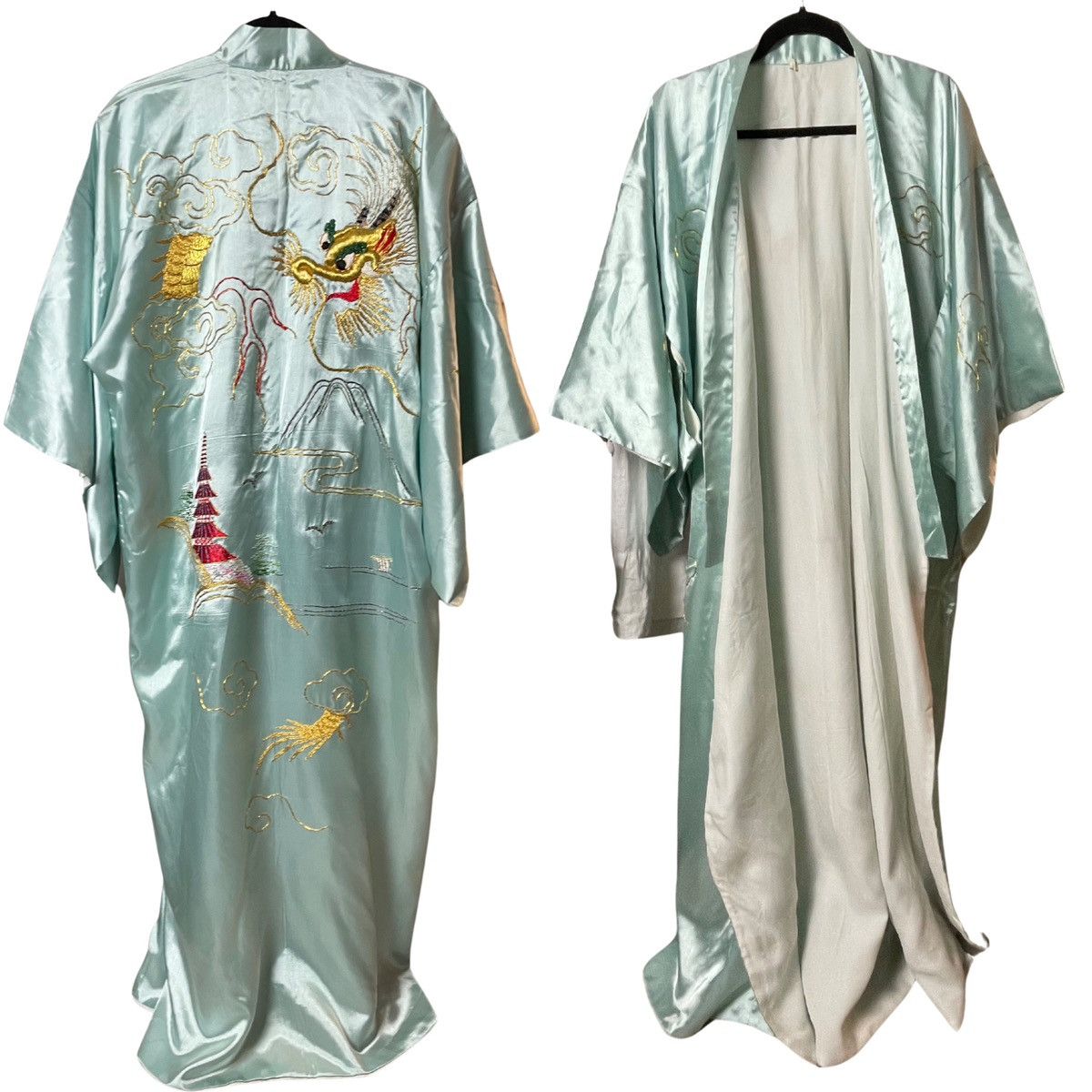 Vintage Vintage 1950s Korean Embroidered Gold Dragon Kimono Robe | Grailed