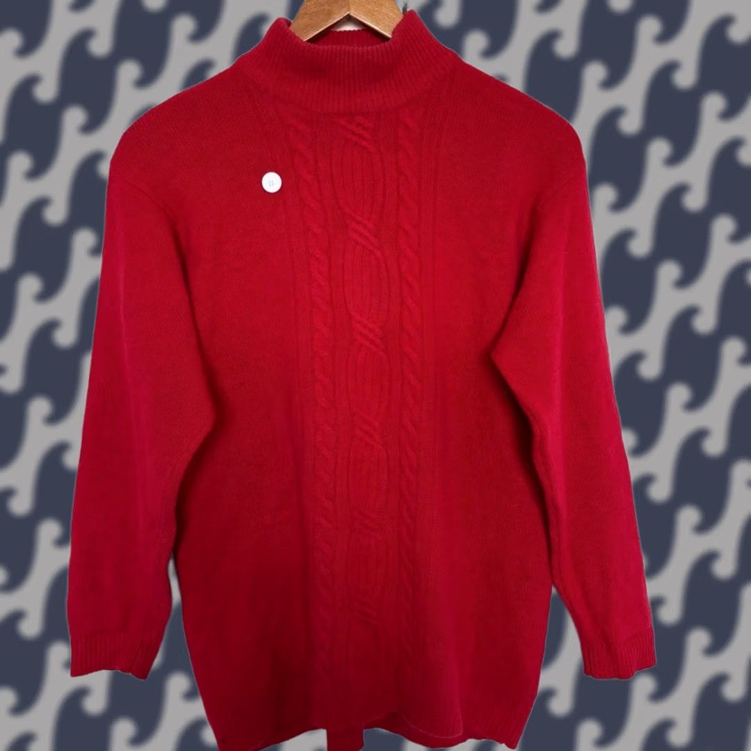 Vintage VINTAGE Hastings & Smith Red Mock Neck Cable Knit Sweater Lambswool Angora Blend M Ladies Men’s Women’s Size M / US 6-8 / IT 42-44 - 1 Thumbnail