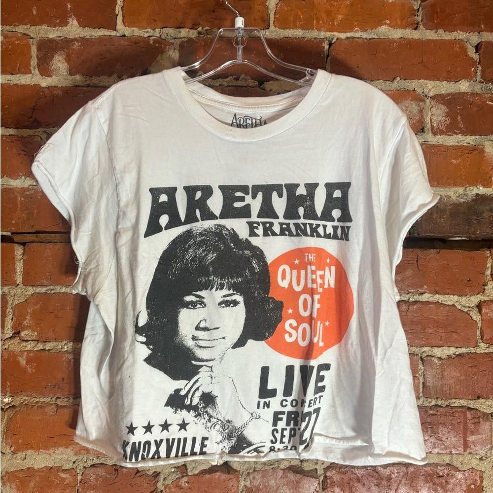 Designer Aretha Franklin medium white graphic preowned cropped tshirt Size US M / EU 48-50 / 2 - 3 Thumbnail