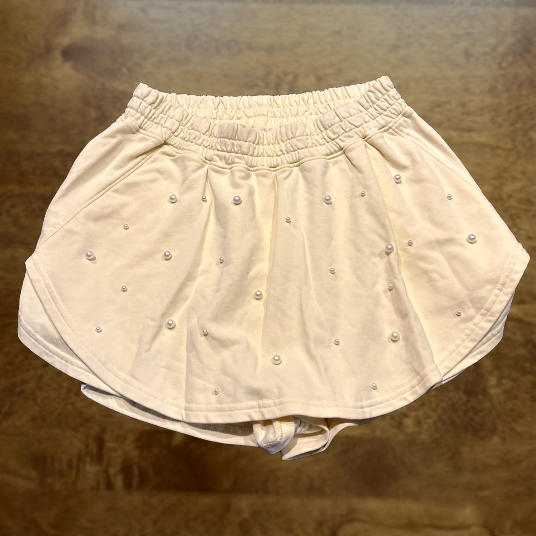 Vintage Peach Love California Boyfriend Womens M Yellow With Pearl Accent Skort Cotton Knit Size B17 Size 32" / US 10 / IT 46 - 1 Thumbnail