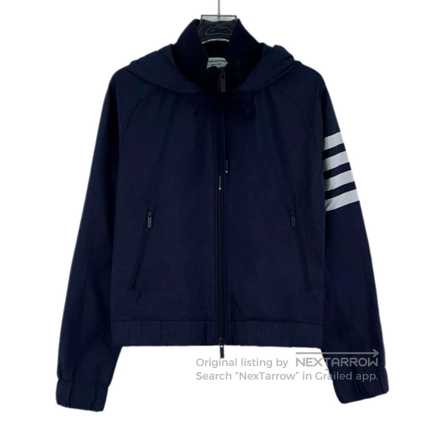 Thom Browne Thom Browne Dark Blue Classic Four Stripe Hooded Drawstrin Size XS / US 0-2 / IT 36-38 - 1 Thumbnail