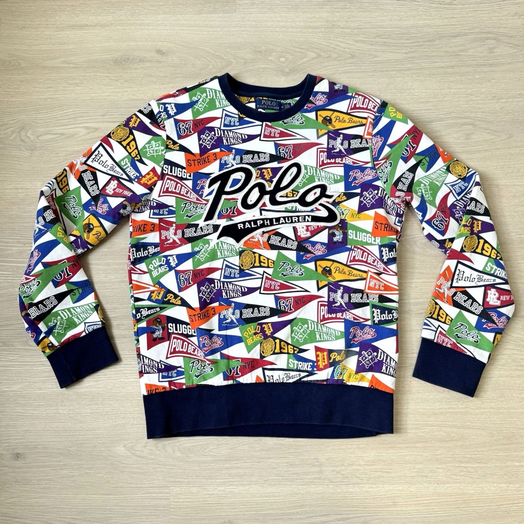 Polo Ralph Lauren Polo Ralph Lauren Baseball Bear Pendant Crewneck Sweatshirt Size M Multicolor AOP Pullover Size US M / EU 48-50 / 2 - 2 Thumbnail