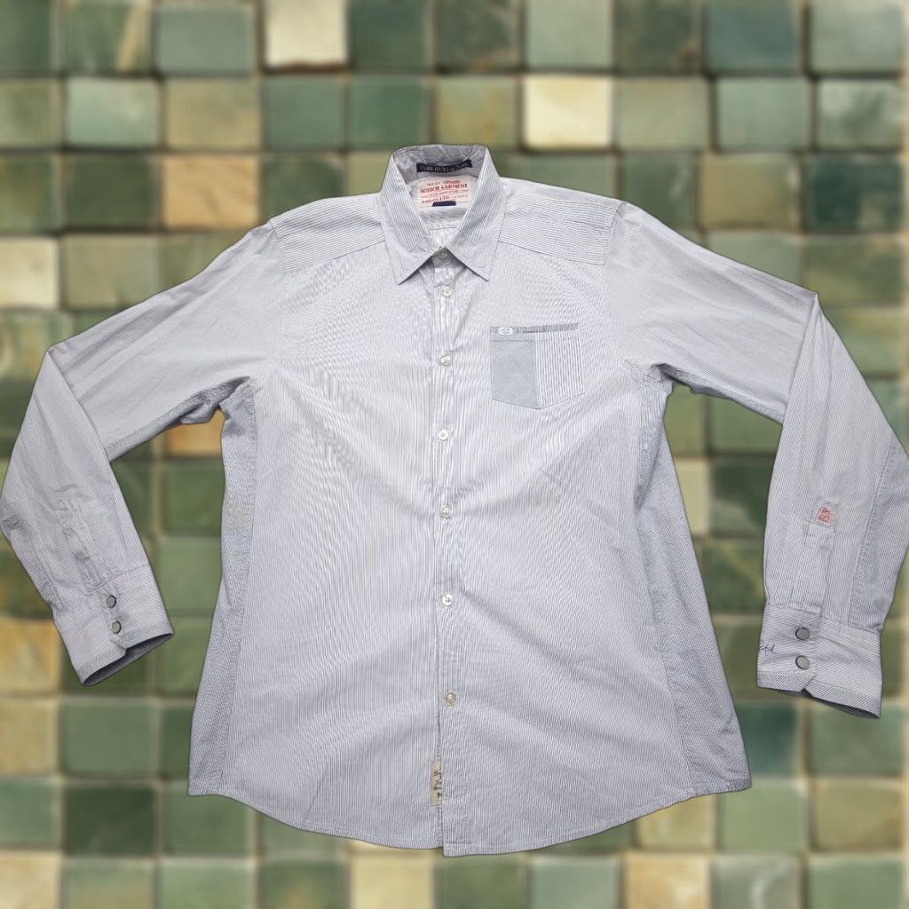 Scotch & Soda Scotch & Soda Amsterdam Button Up Shirt Mens Small Gray Striped Snap Cuffs Size US S / EU 44-46 / 1 - 1 Thumbnail