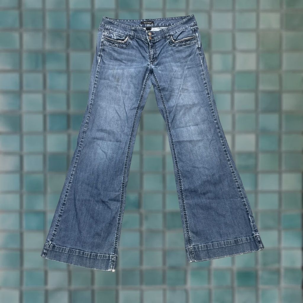 White House Black Market VINTAGE White House Black Market Jeans Womens 12R Blue Noir Bootcut Denim Cotton 5-Pocket Design 33 in Inseam Jeans Womens 12 Regular Blue City Preppy Size 34" / US 12 / IT 48 - 1 Thumbnail