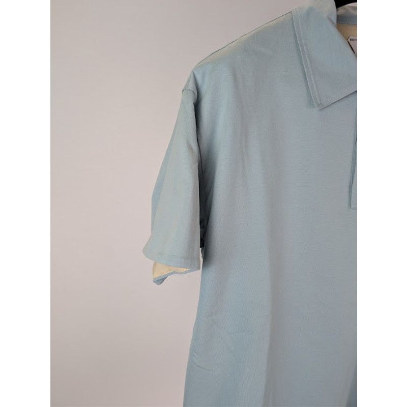 Bottega Veneta o1rshd1 Double Layer Light Cotton Polo Shirt in Stone Blue Size US S / EU 44-46 / 1 - 6 Thumbnail