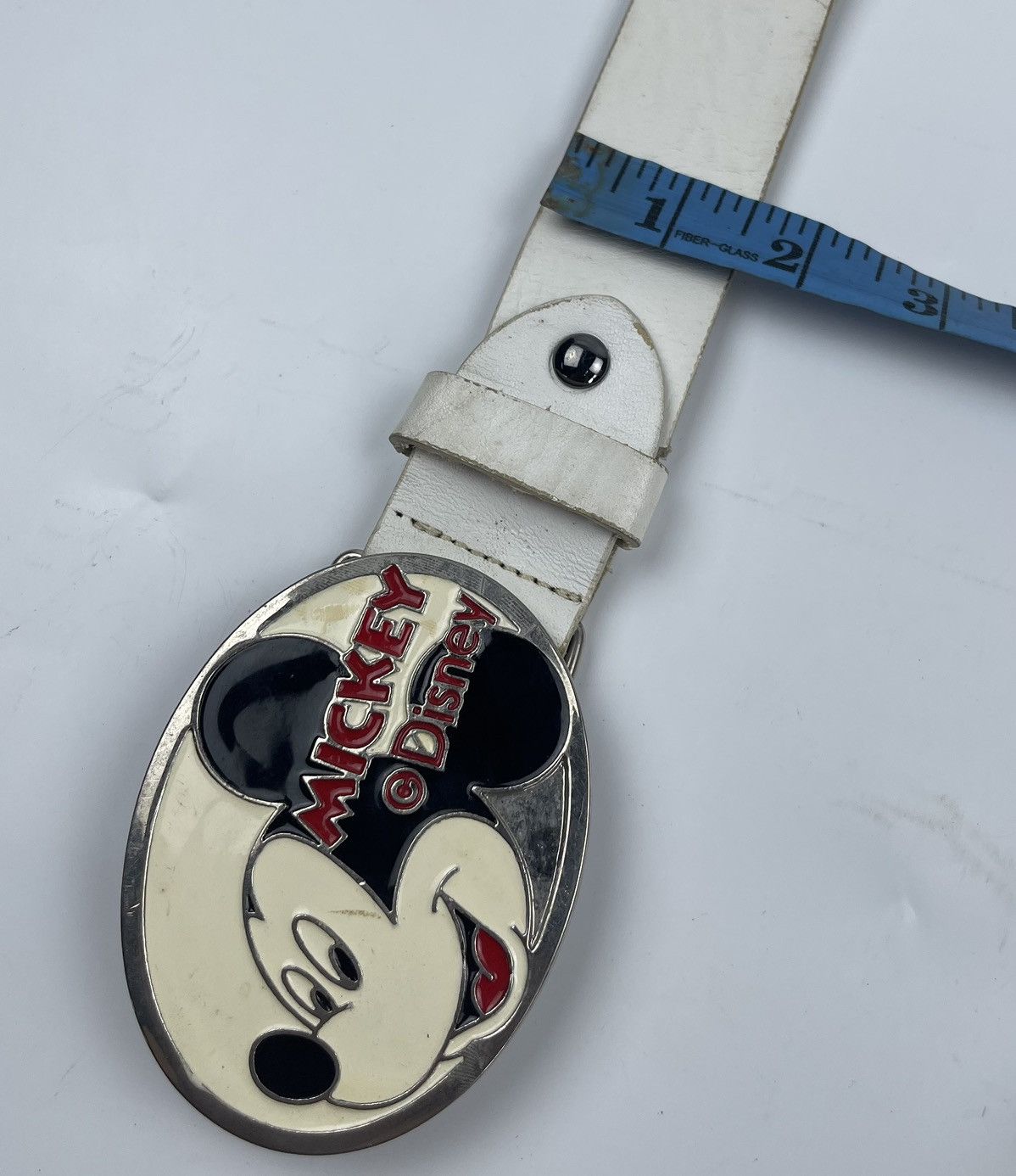 Genuine Leather × Mickey Mouse × Vintage mickey mouse big buckle leather belt tc7 Size 36 - 6 Thumbnail