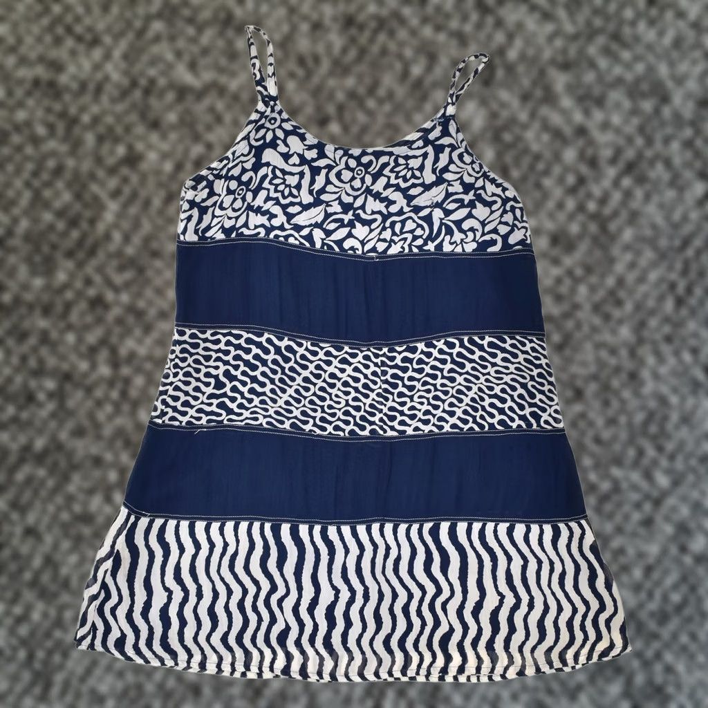 Vintage Vintage SWEET SMILE Tunic Cami Top Womens Medium UK 14 Blue Colourblock SD04 Size M / US 6-8 / IT 42-44 - 1 Thumbnail