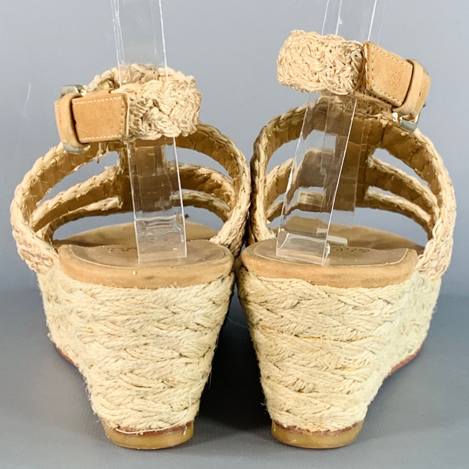 Stuart Weitzman STUART WEITZMAN 7 Beige Natural Metallic Espadrille Sandals Size US 7 / IT 37 - 3 Thumbnail