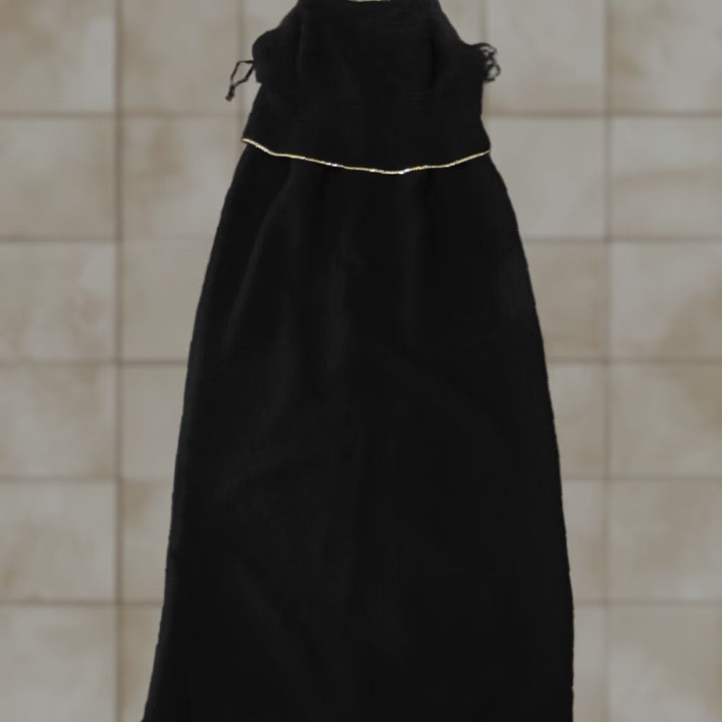 Jones New York Dress Maxi Women 8 Black Rhinestones Sleeveless Round Neck  Pullover Polyester Long Party
