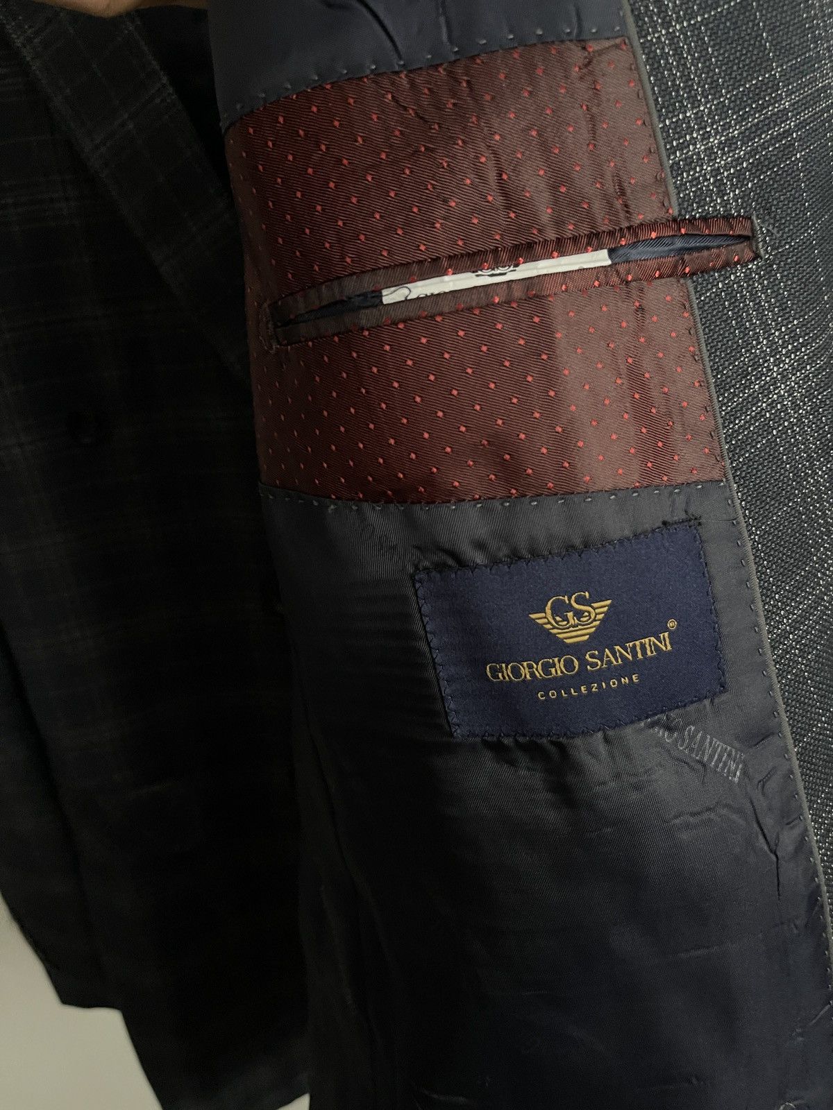 Vintage Double-breasted jacket dark blue giorgio santini collezione Size 46R - 6 Thumbnail