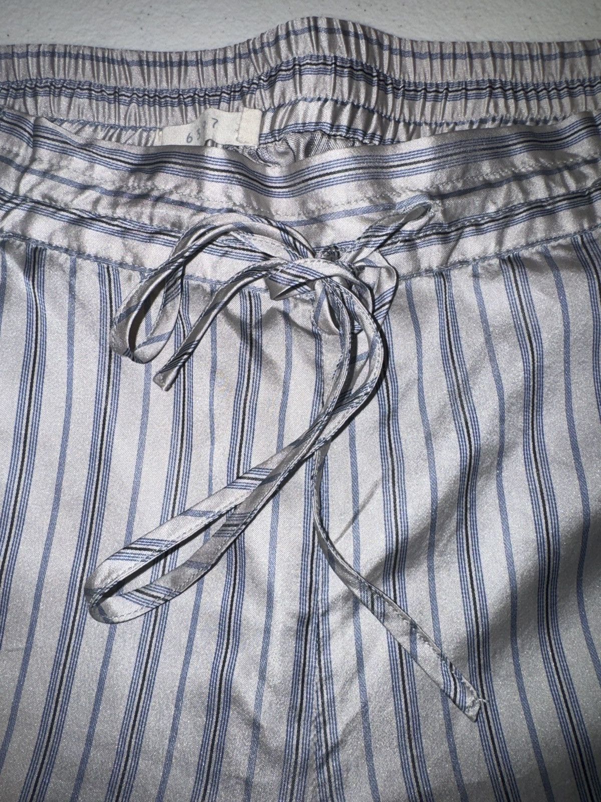 6397 6397 Silver and Blue Striped Silk Pants Size 26" / US 2 / IT 38 - 2 Thumbnail