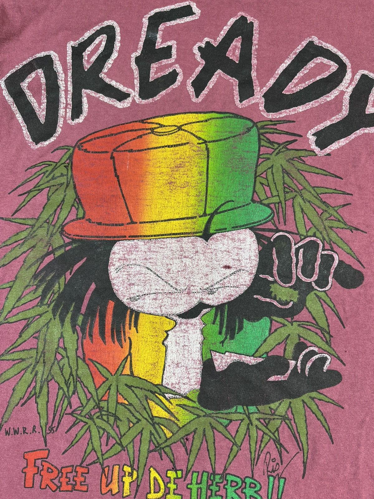 Vintage Vintage 90s Dready Distressed Rasta Graphic Tee UK Size US XL / EU 56 / 4 - 8 Thumbnail