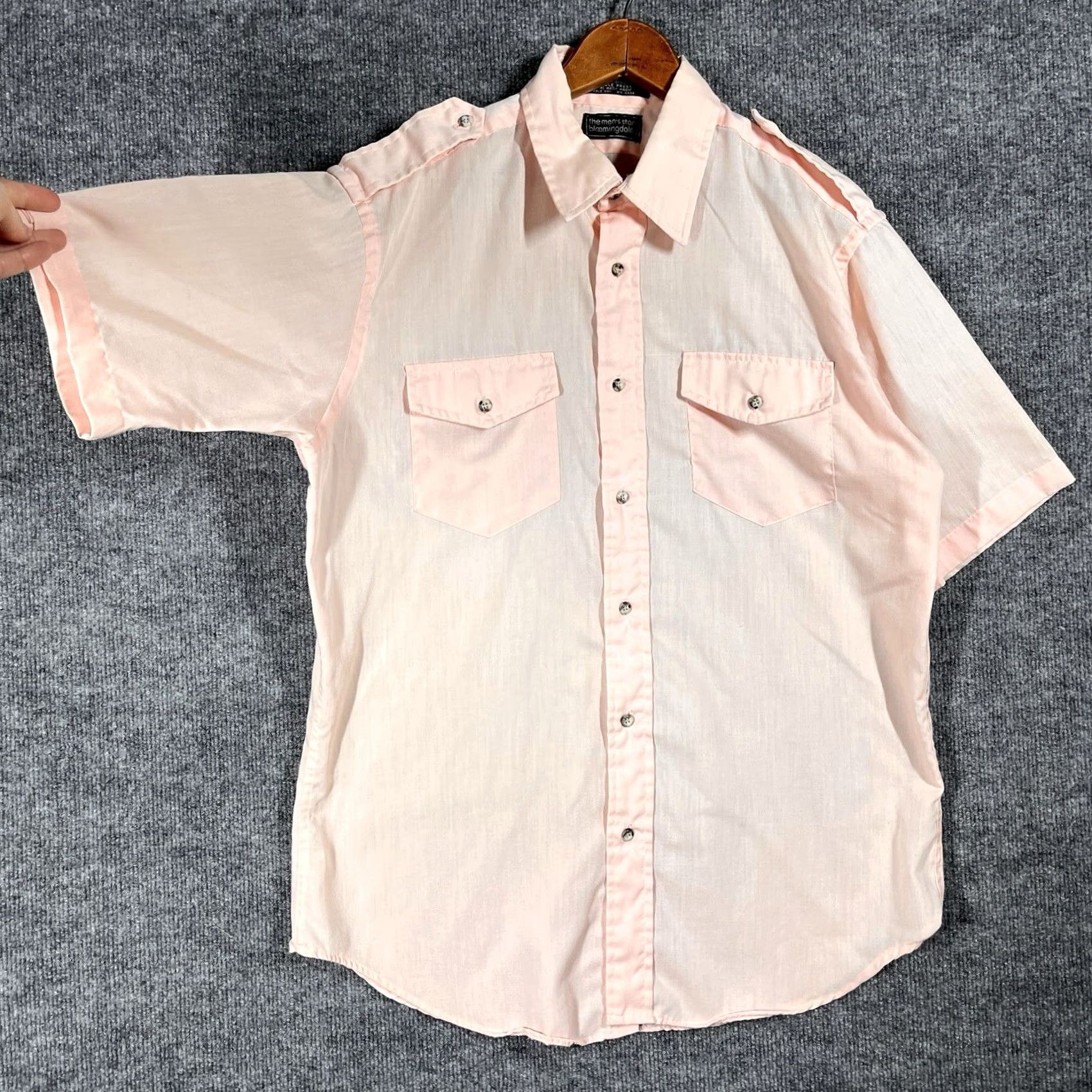 Polo Ralph Lauren VINTAGE Bloomingdales Shirt Mens L Pink 70s Epaulette Polo Ralph Lauren Short Sleeve Button-Front Military/Landgirl Women? Mens Size US L / EU 52-54 / 3 - 4 Thumbnail