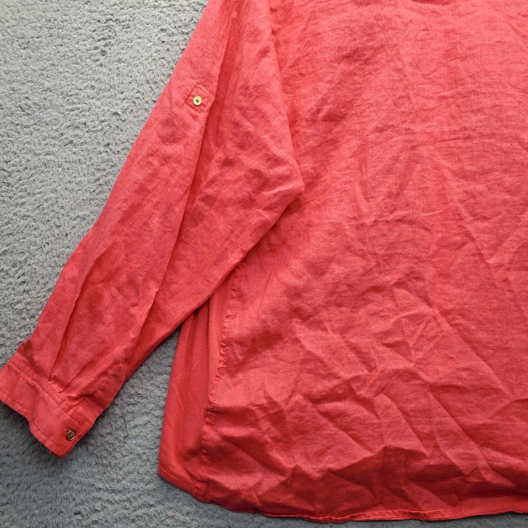 Calvin Klein Calvin Klein Shirt Womens 2X Pink Roll Tab Sleeve Chest Pockets Button-Up Size XXL / US 16-18 / IT 52-54 - 8 Thumbnail