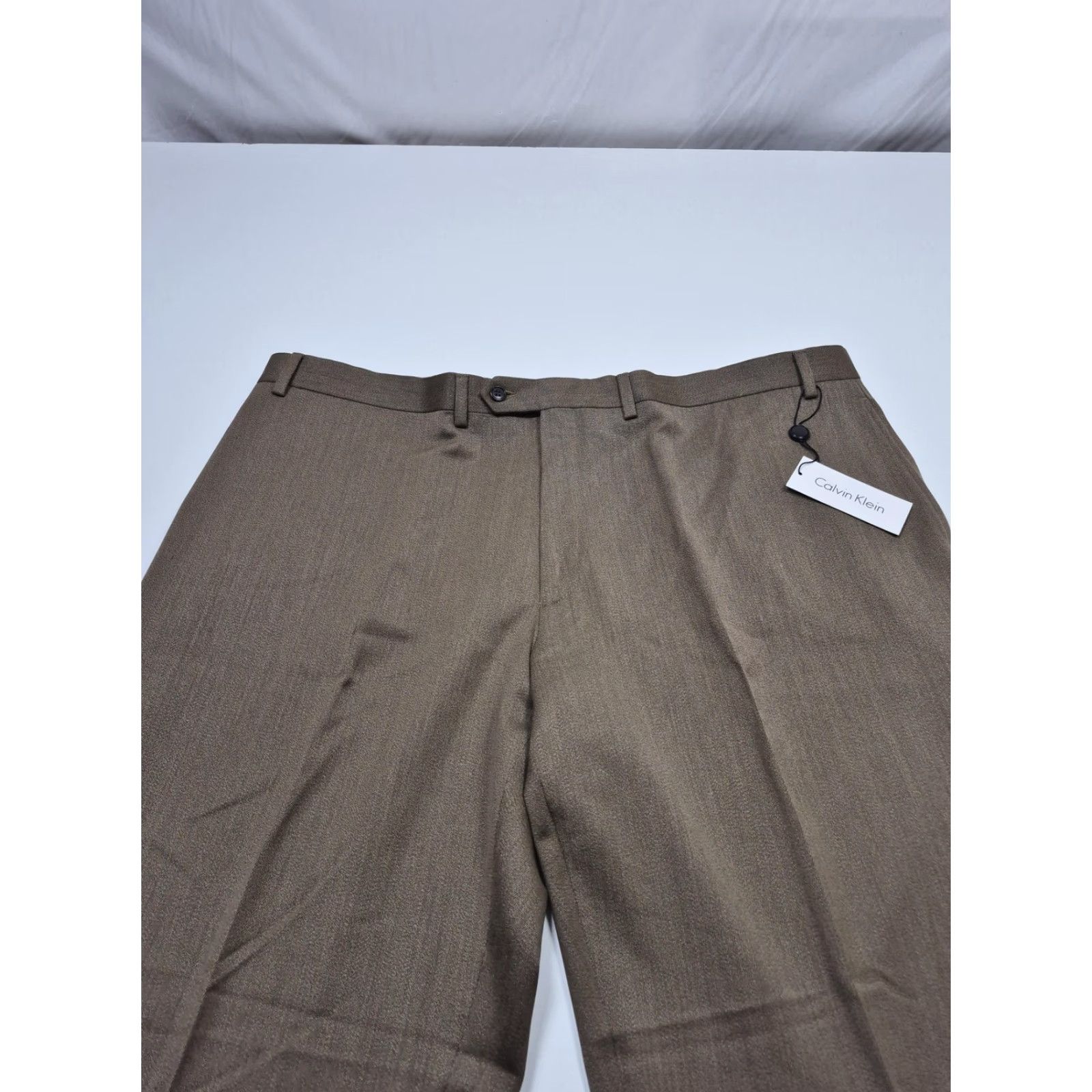 Calvin Klein Calvin Klein Dress Pants Mens 46 Wool Flat Front Straight Leg Brown NWT Unhemmed Classic Formal Business Pants Size US 30 / EU 46 - 2 Thumbnail