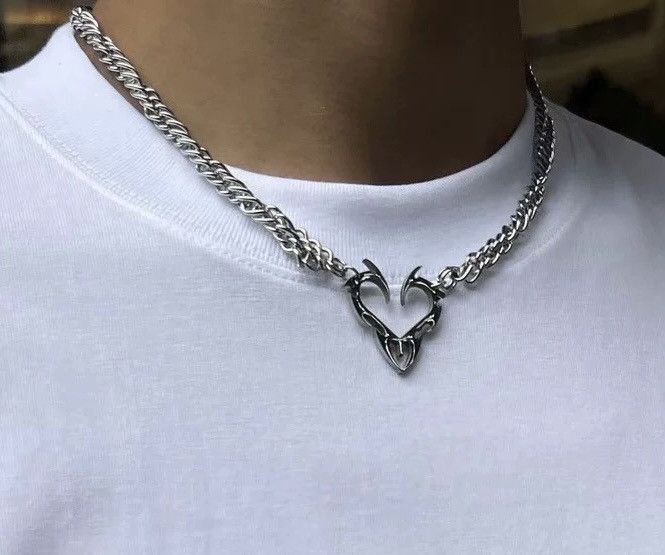 Japanese Brand × Jewelry Avant garde fire flame heart cuban link necklace choker Size ONE SIZE - 3 Thumbnail