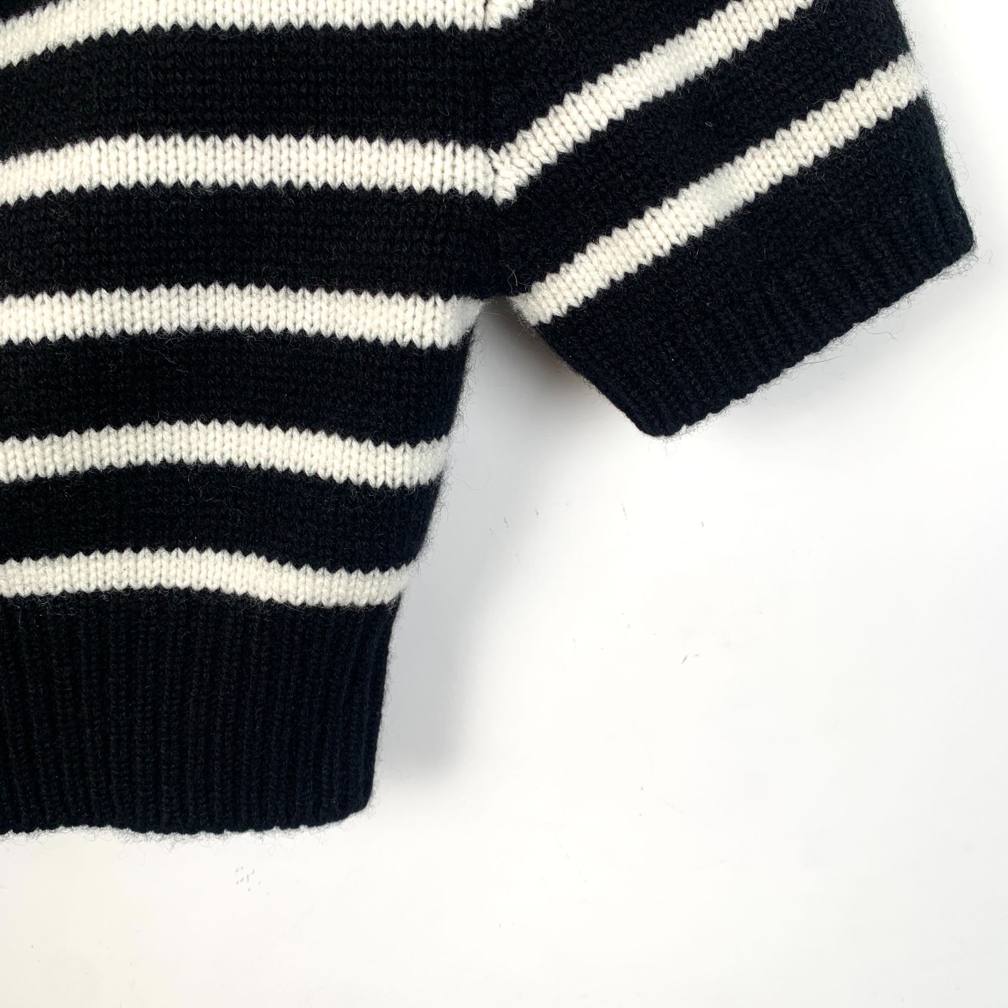 Miu Miu Miu Miu Striped Collar Knit Cardigan Sweater Black & White S Size XS / US 0-2 / IT 36-38 - 4 Thumbnail