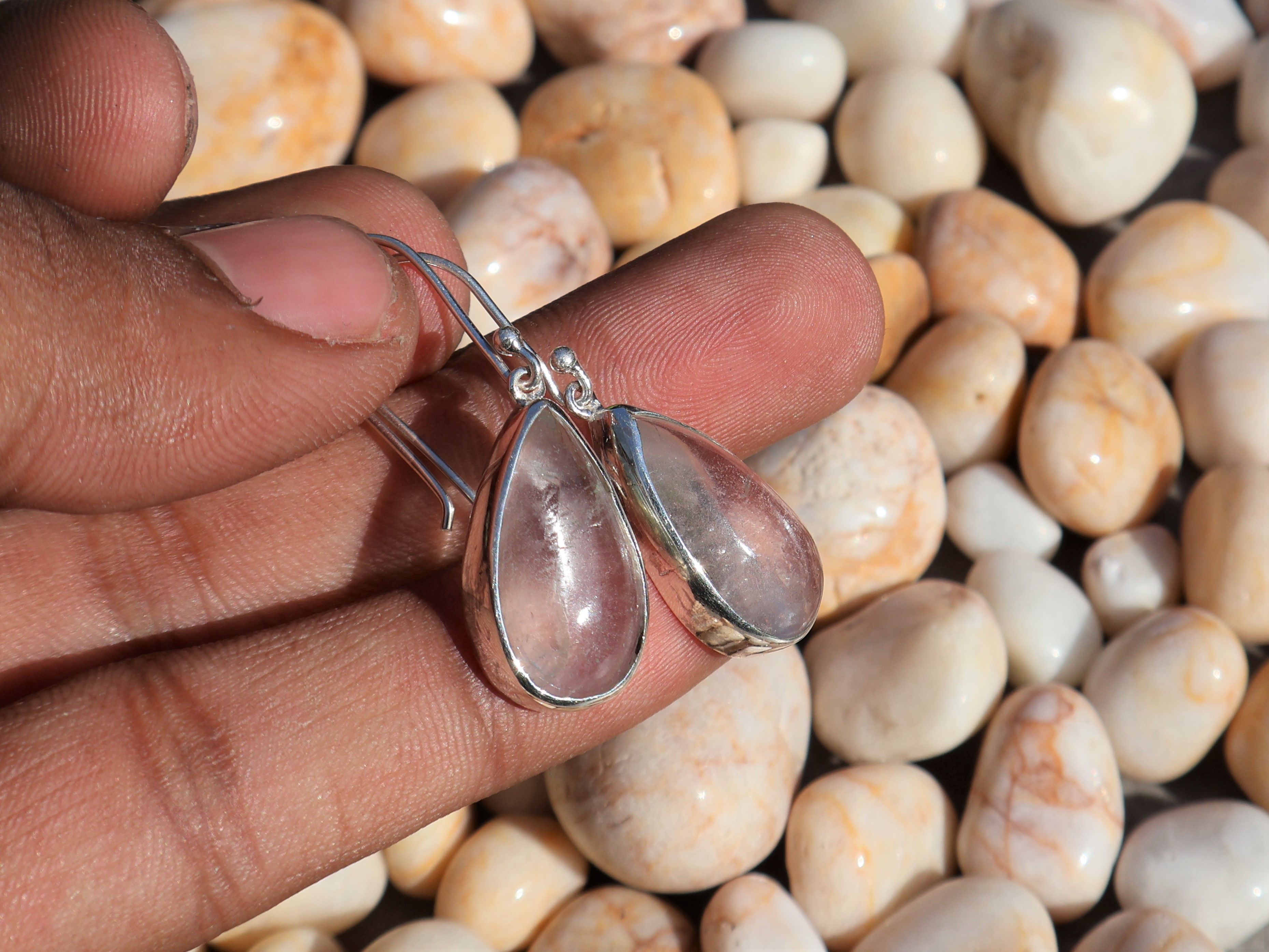 Handmade Crystal Quartz Earrings, Sterling Silver Handmade Earring, Size ONE SIZE - 8 Thumbnail
