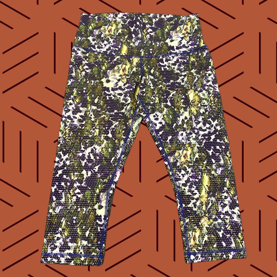 Lululemon Lululemon Leggings Women 8 Wunder Under Roll Down Waistband Crop 20" Floral High Size 30" / US 8 / IT 44 - 1 Thumbnail