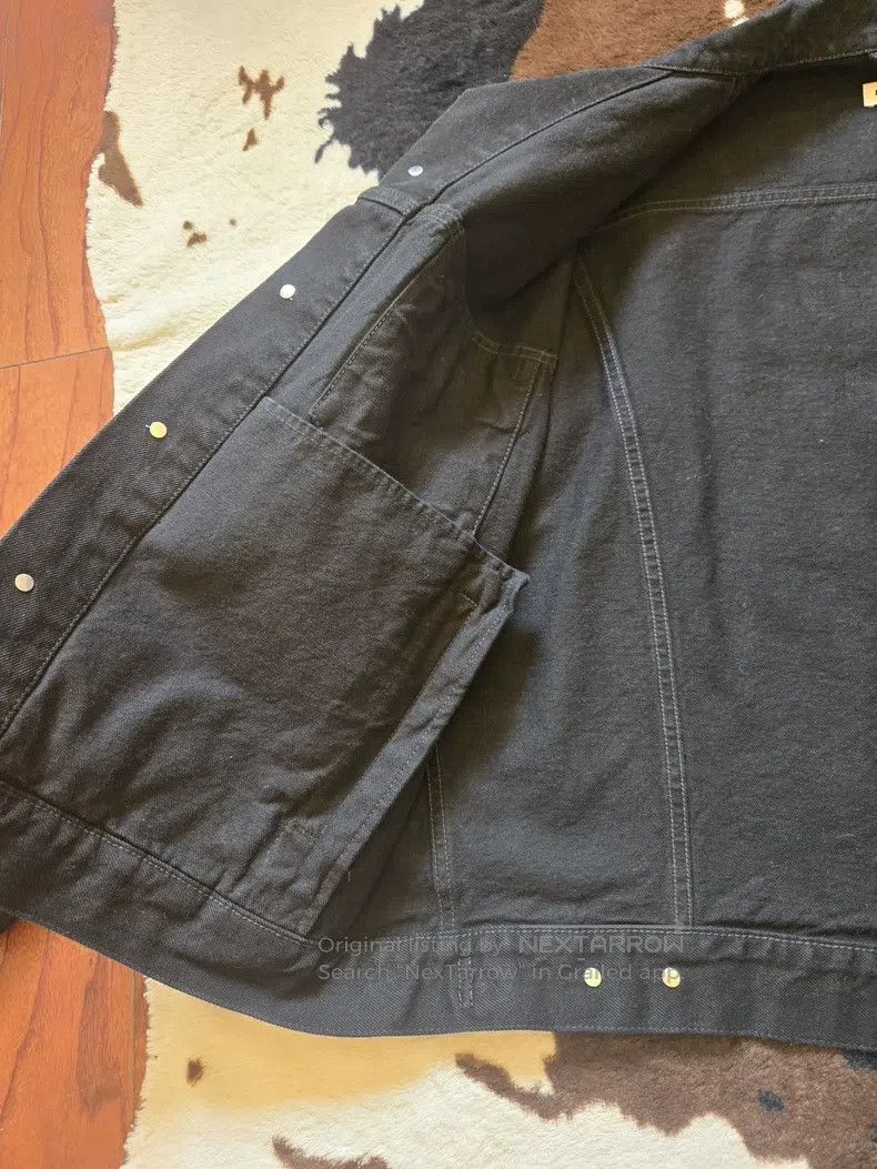 Balenciaga Balenciaga Back Crystal Logo Black Denim Jacket Size XXS / US 00 / IT 34 - 3 Thumbnail