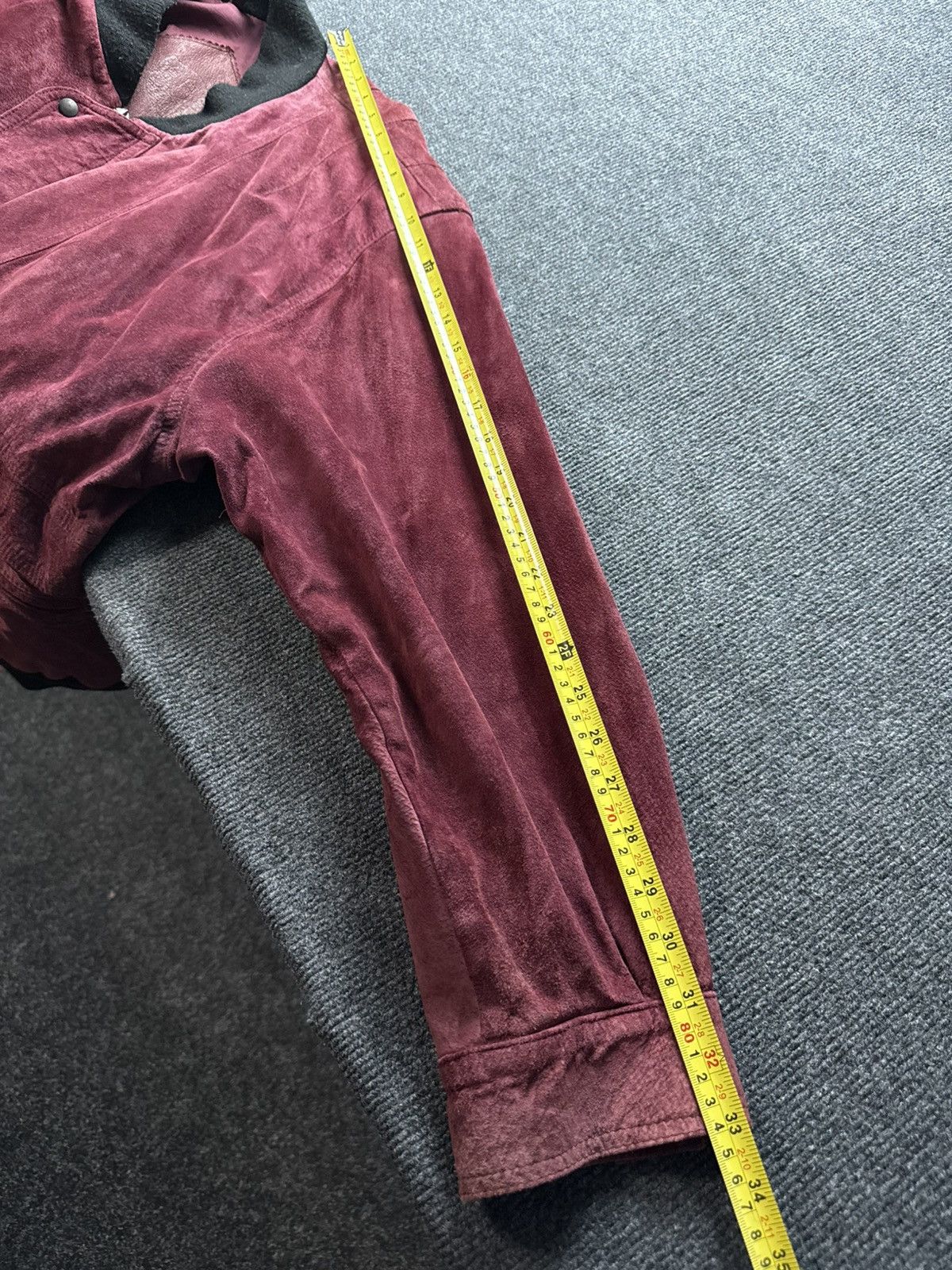 Japanese Brand Vintage 90s Retro Oversized Burgundy Suede Leather Bomber Size US L / EU 52-54 / 3 - 22 Thumbnail