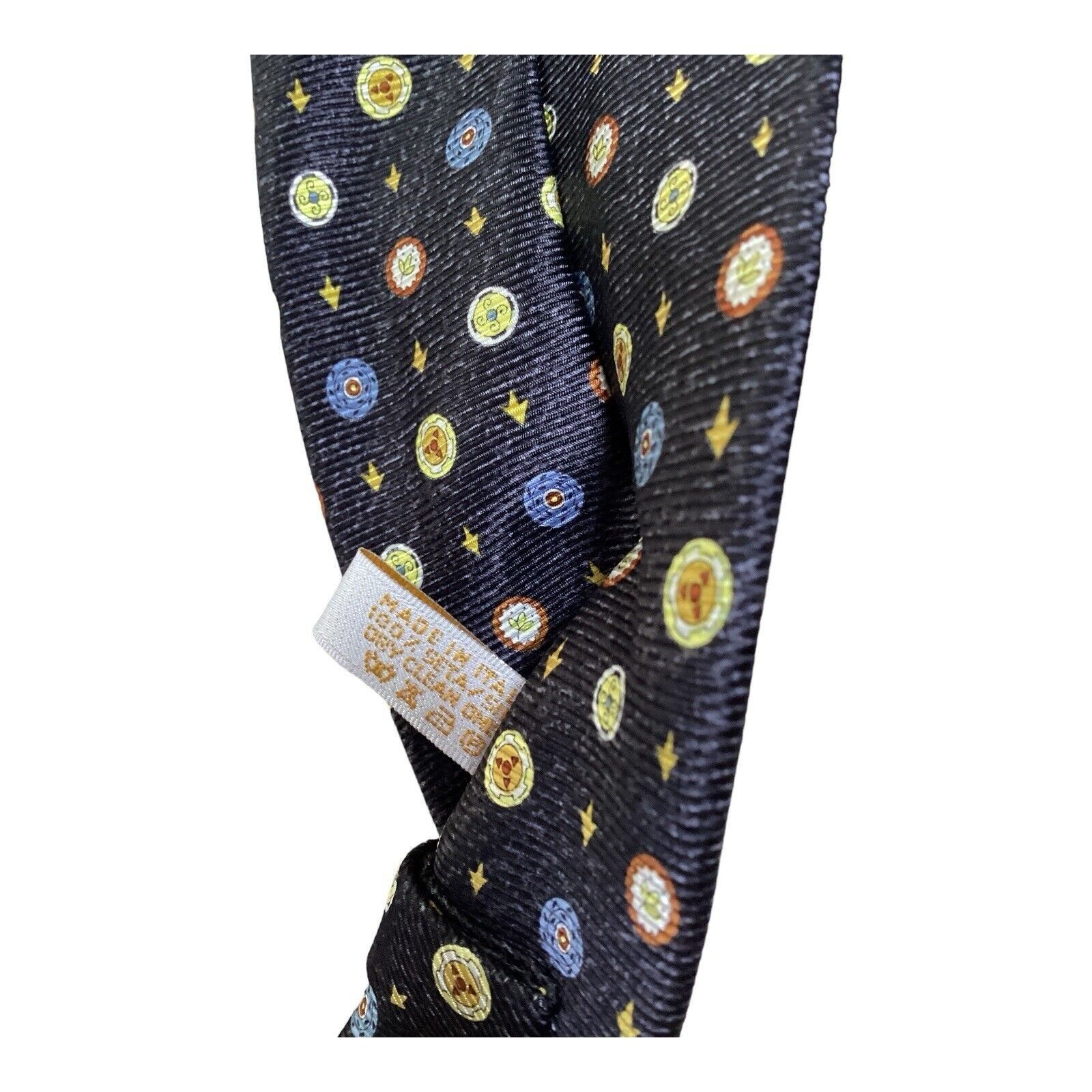 Bvlgari BVLGARI 7Fold Navy Beyblade Print Silk Tie Italy W: 4" NWOT Size ONE SIZE - 7 Thumbnail