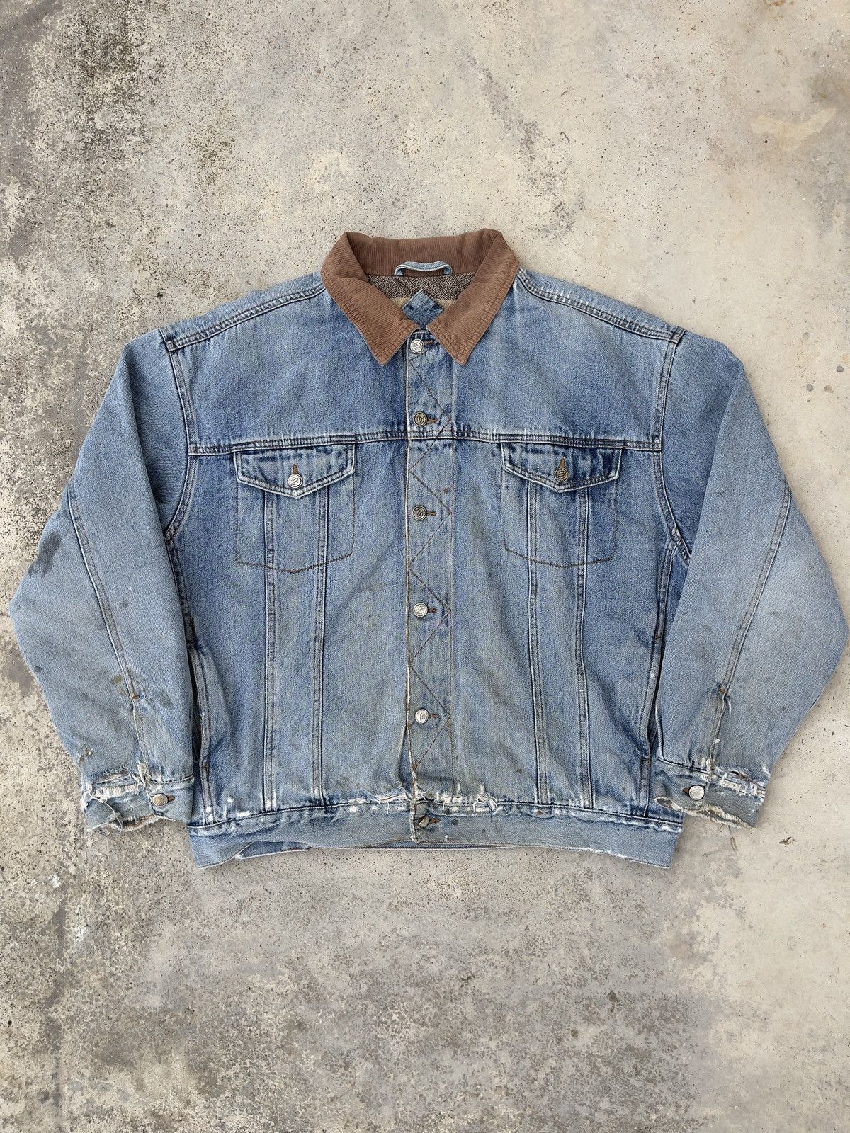 Other Vintage Distressed 90s Cold Storage Denim Jacket Size US XXL / EU 58 / 5 - 1 Thumbnail
