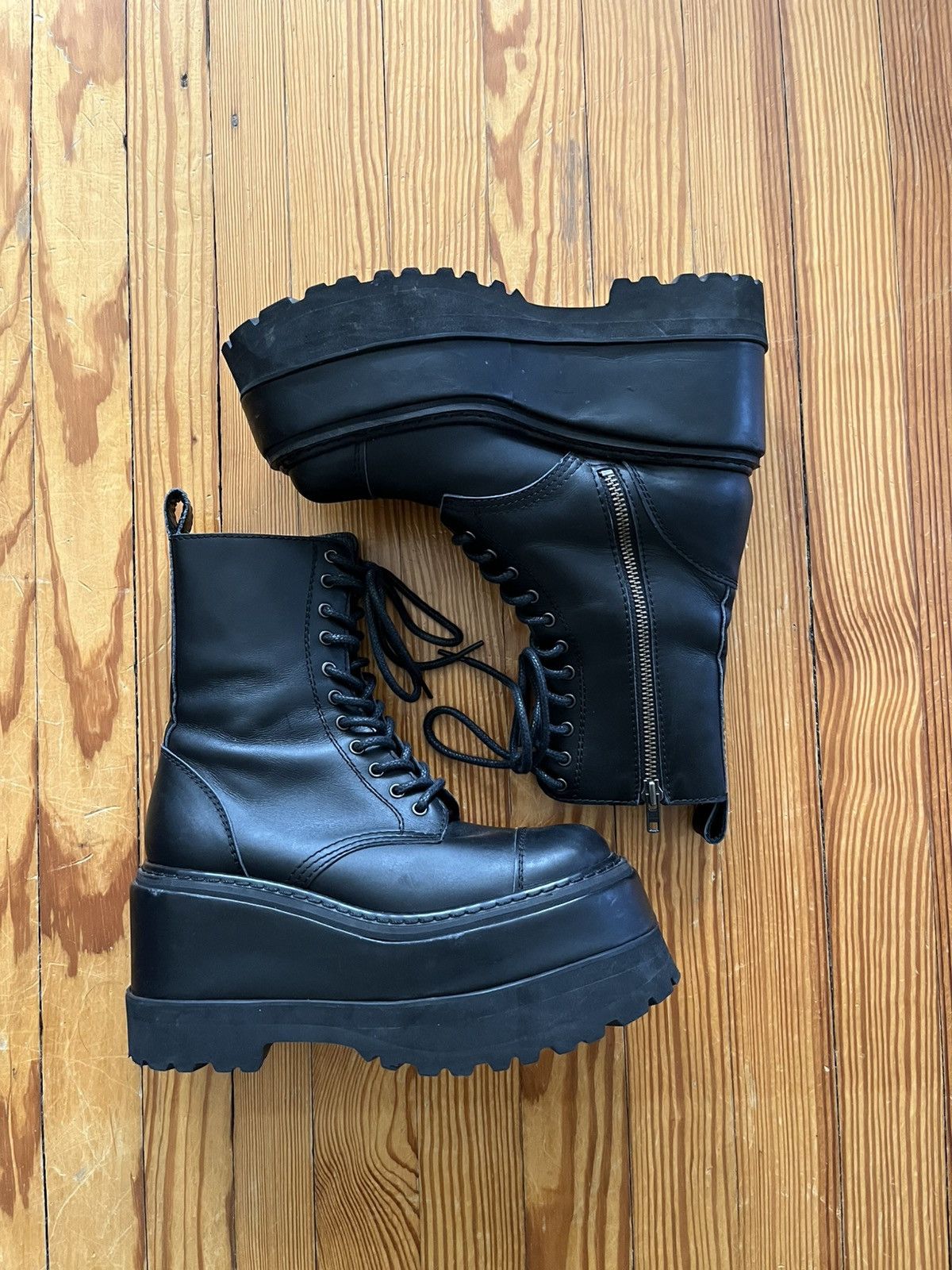 Junya Watanabe Junya Watanabe Platform Combat Zip Boots Leather Black Size US 8 / EU 41 - 1 Thumbnail