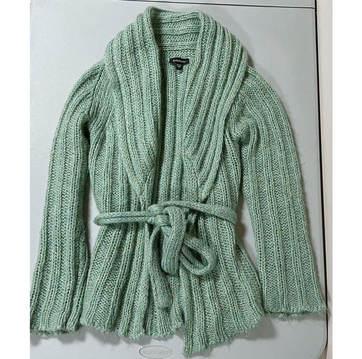 Bebe Bebe Mint Green Gold Knit Sweater Cardigan Outwear Size S ✨ Size S / US 4 / IT 40 - 4 Thumbnail
