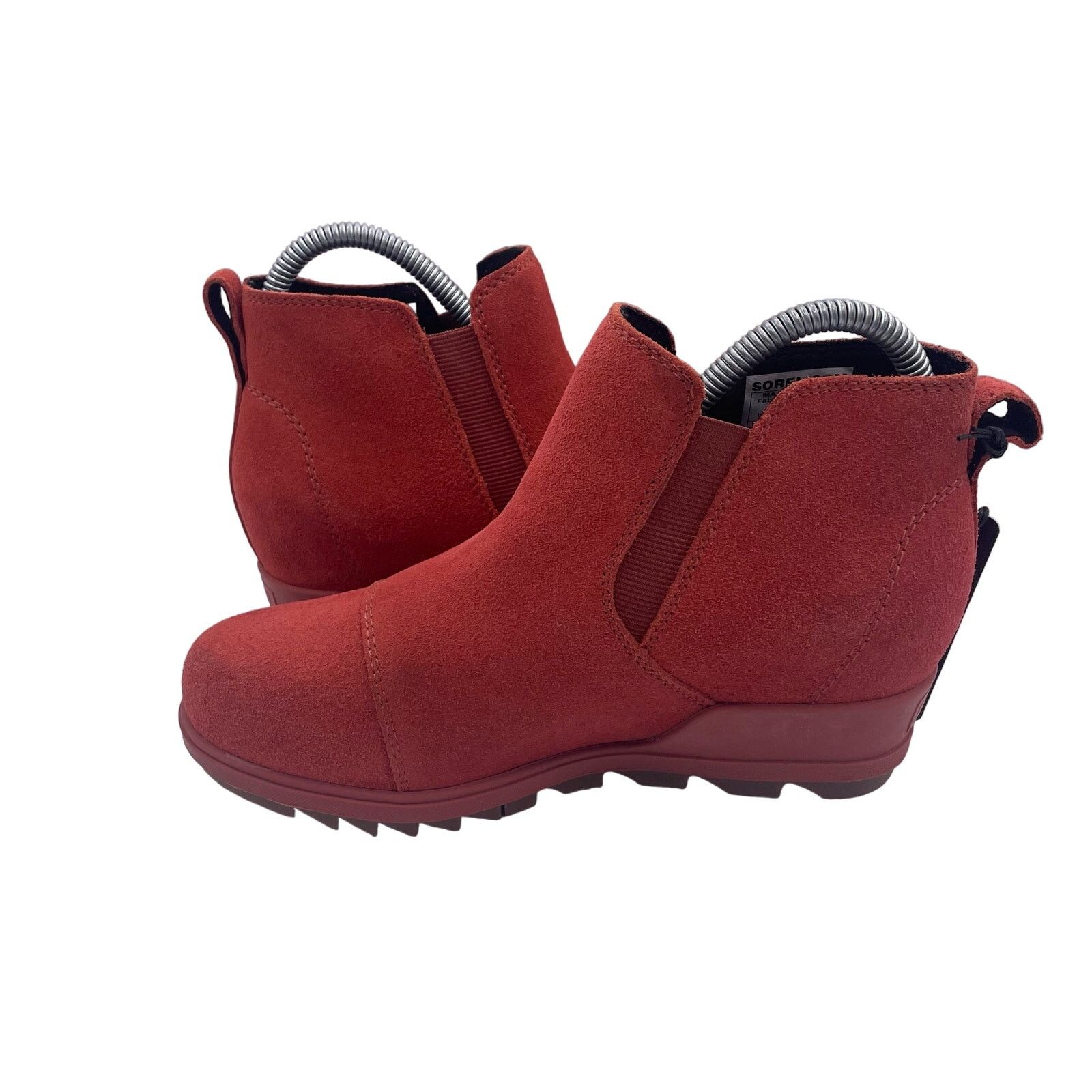 SOREL Sorel Evie Pull On Ankle Boots Suede Wedge Waterproof Red 7 Size US 7 / IT 37 - 6 Thumbnail