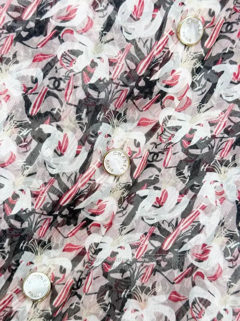 Chanel Chanel Lily pink full-print double C-print silk long-sleev Size XS / US 0-2 / IT 36-38 - 4 Thumbnail