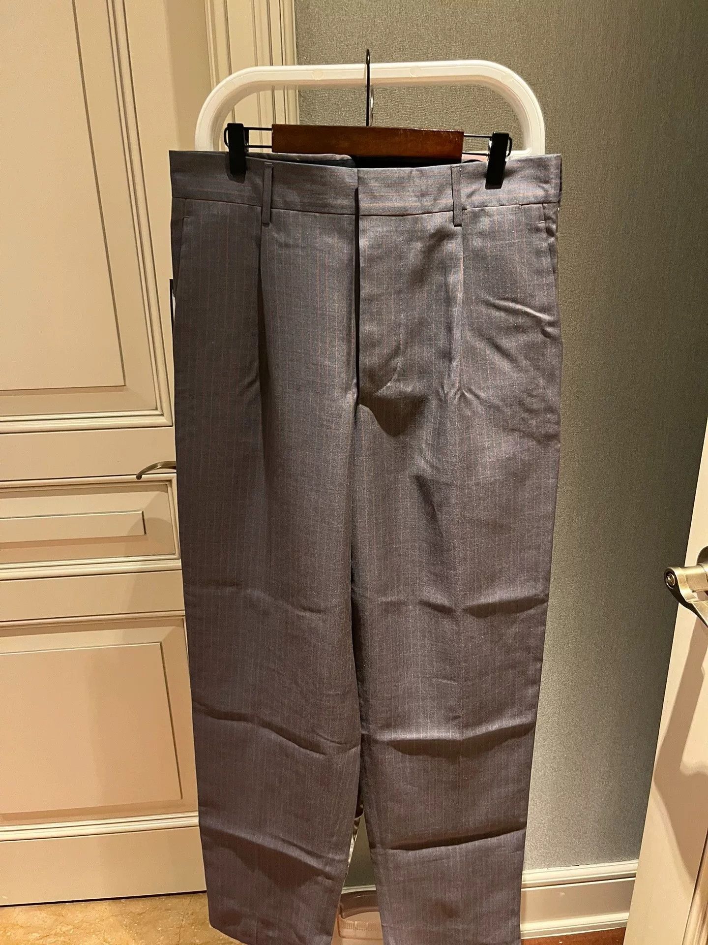 Prada Prada Gray Wide-Leg Trousers Orange Stripe 48 Size US 32 / EU 48 - 3 Thumbnail