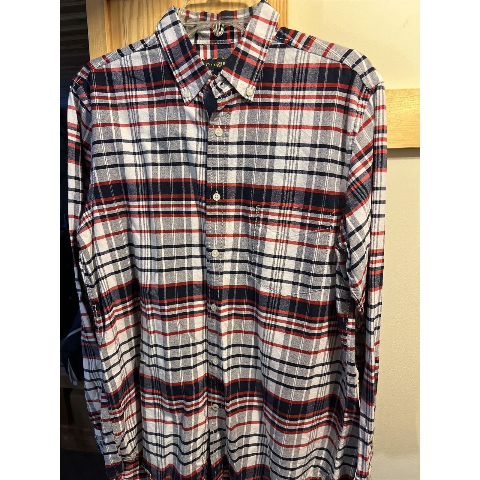Club Room Club Room Mens M White Red Check LS Button Down Cotton Shirt Size US M / EU 48-50 / 2 - 11 Thumbnail
