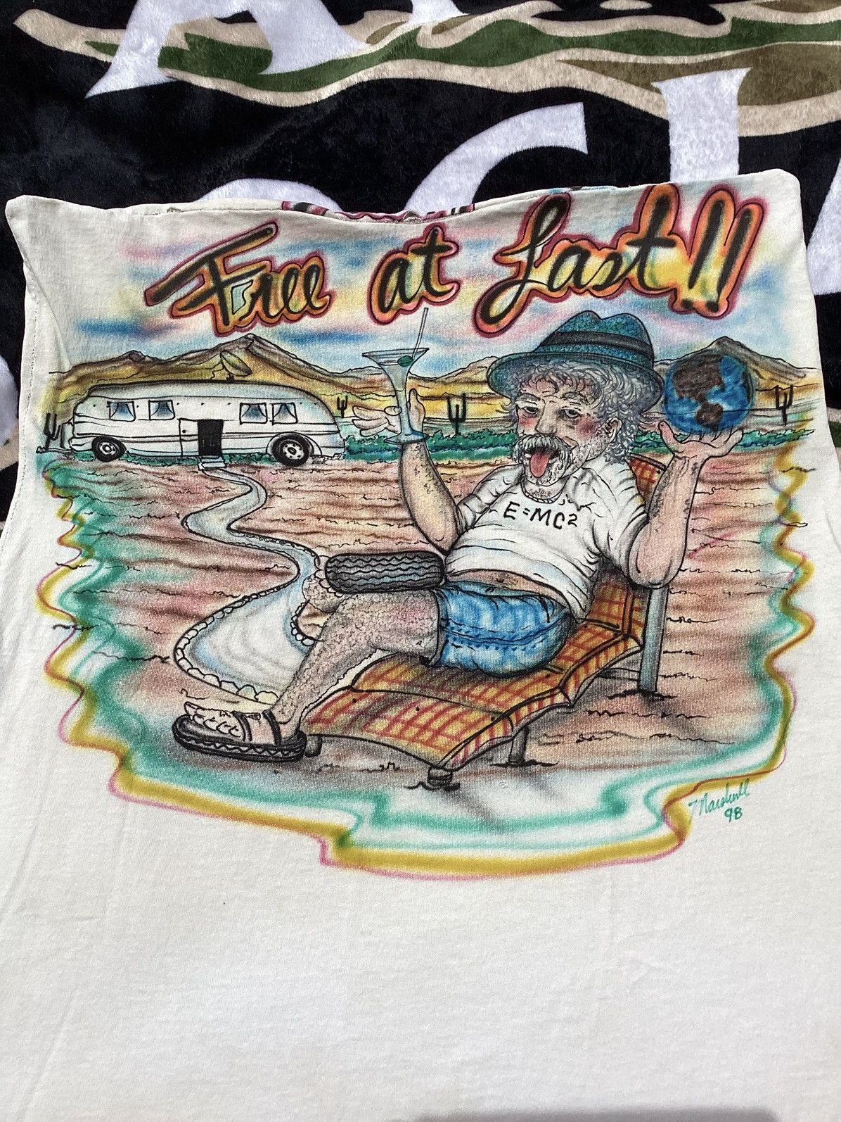 Other × Vintage ‘98 Albert Einstein free at last retired spray paint artwork Size US M / EU 48-50 / 2 - 2 Thumbnail