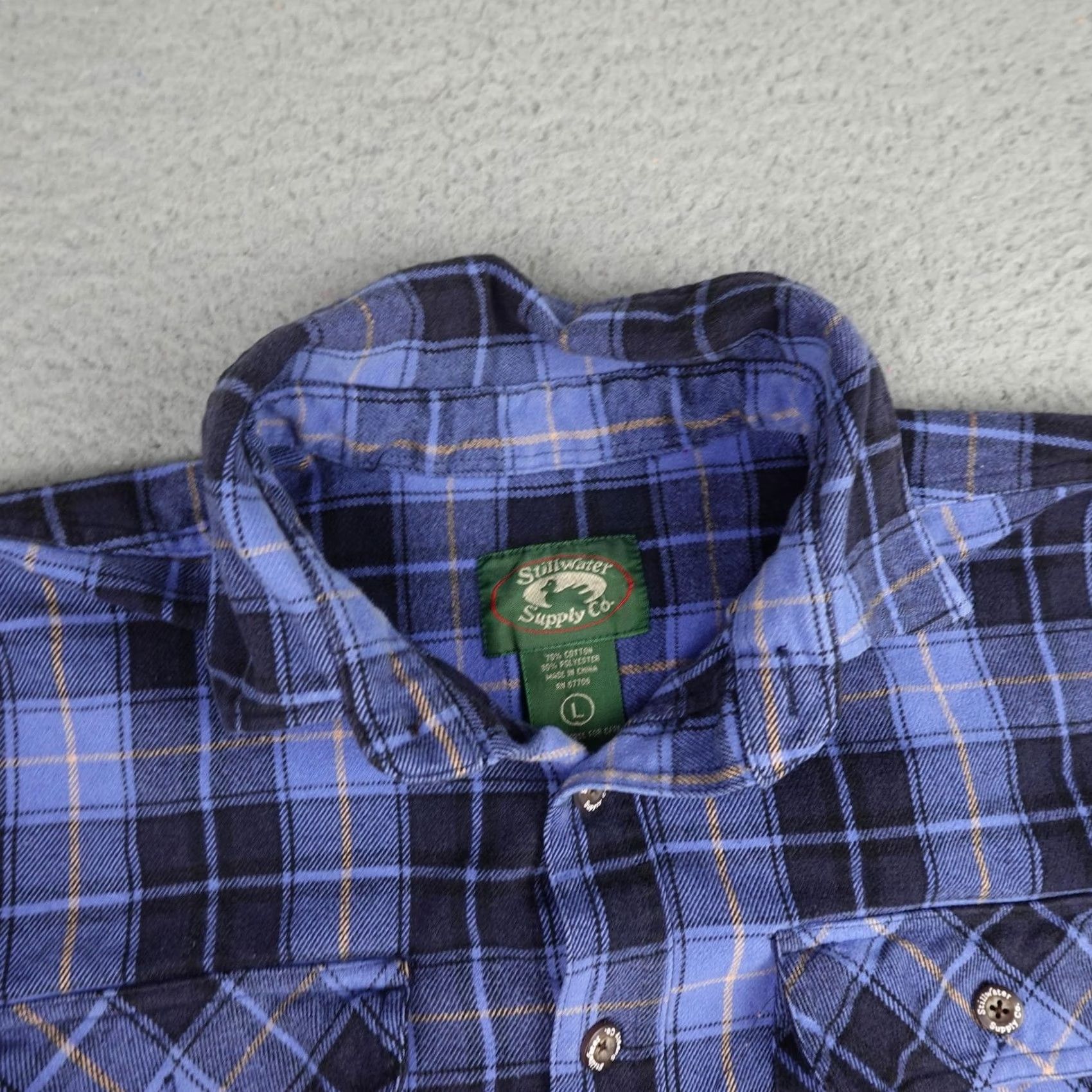 Vintage Stillwater Supply Co Flannel Shirt Mens Large Blue Plaid Button Up Casual Workwear Outdoors Size US L / EU 52-54 / 3 - 6 Thumbnail