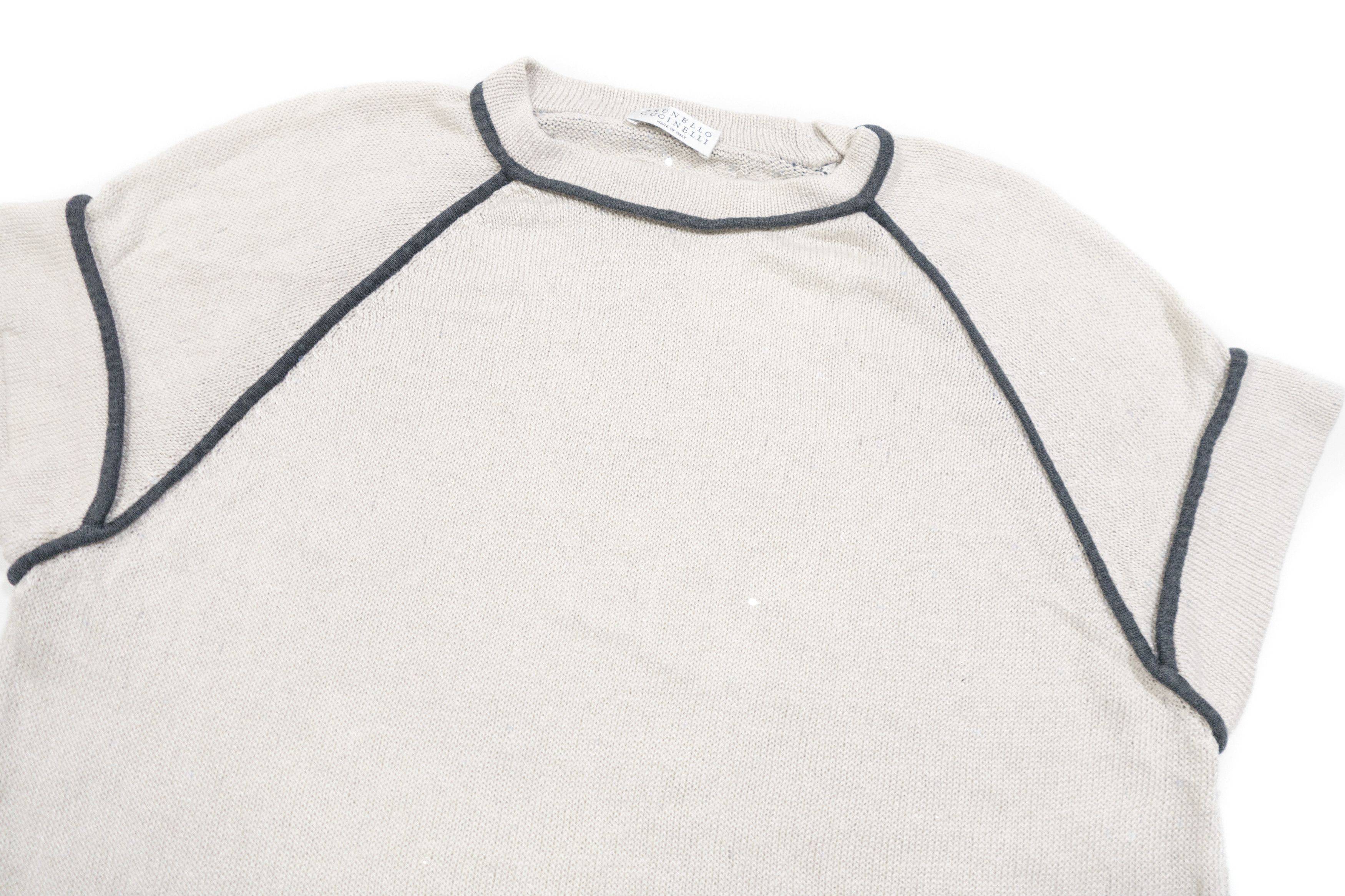 Brunello Cucinelli Sequined Linen & Silk Short Sleeve Knit Sweater Size M / US 6-8 / IT 42-44 - 4 Thumbnail
