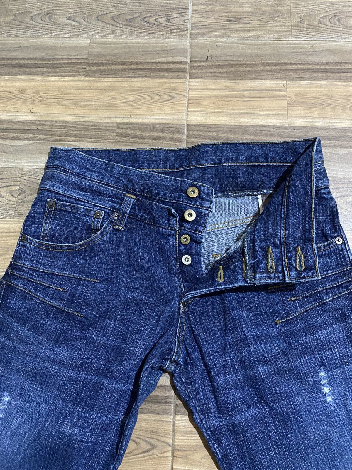 If Six Was Nine × Japanese Brand × Le Grande Bleu (L.G.B.) 🇯🇵 NIL ADMIRARI DOUBLE WAIST SNAKE FLARED JEANS Size US 30 / EU 46 - 5 Thumbnail