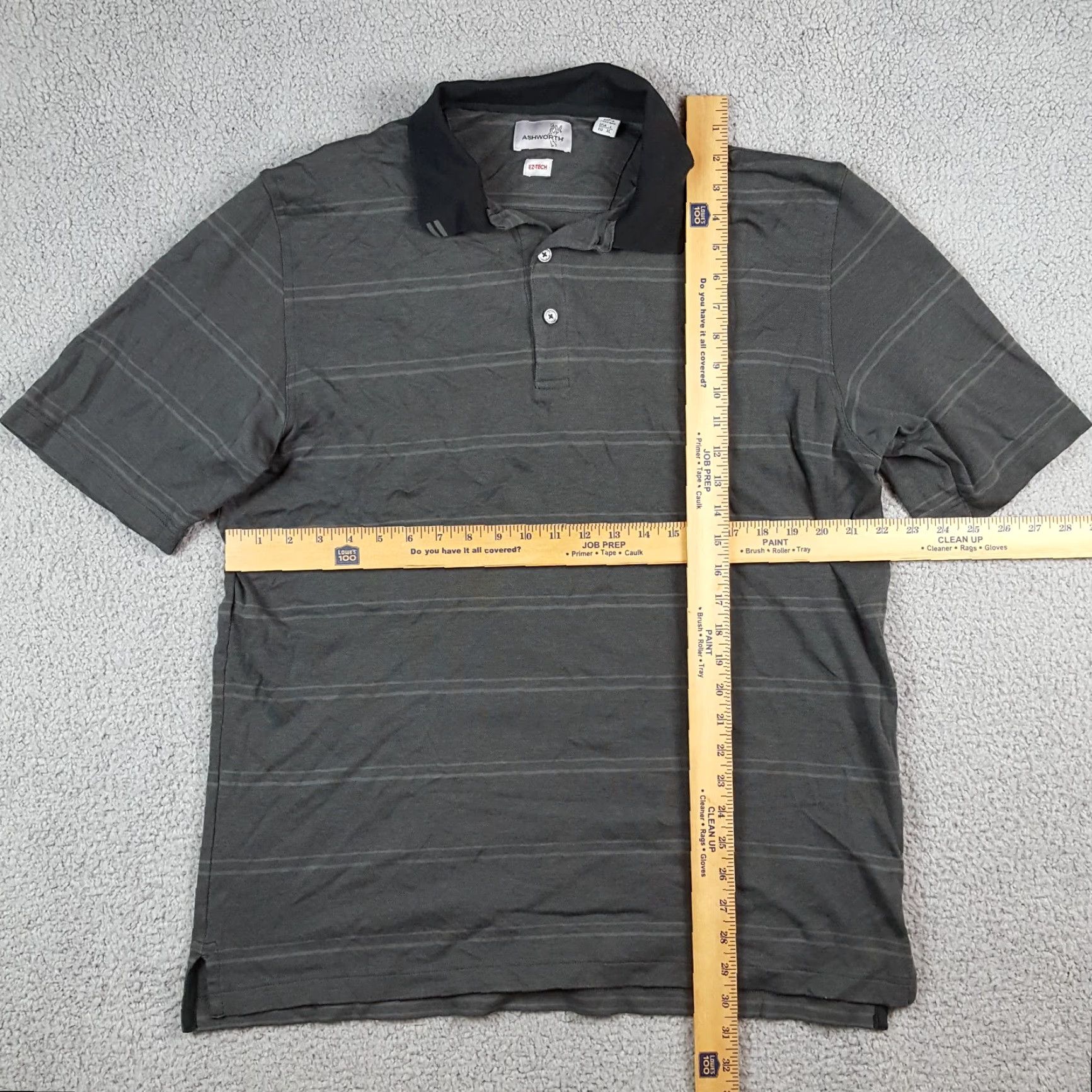Vintage VINTAGE Ashworth Gray Striped Polo Shirt Large Short Sleeve Collared Golf 90s Mens Size US L / EU 52-54 / 3 - 8 Thumbnail