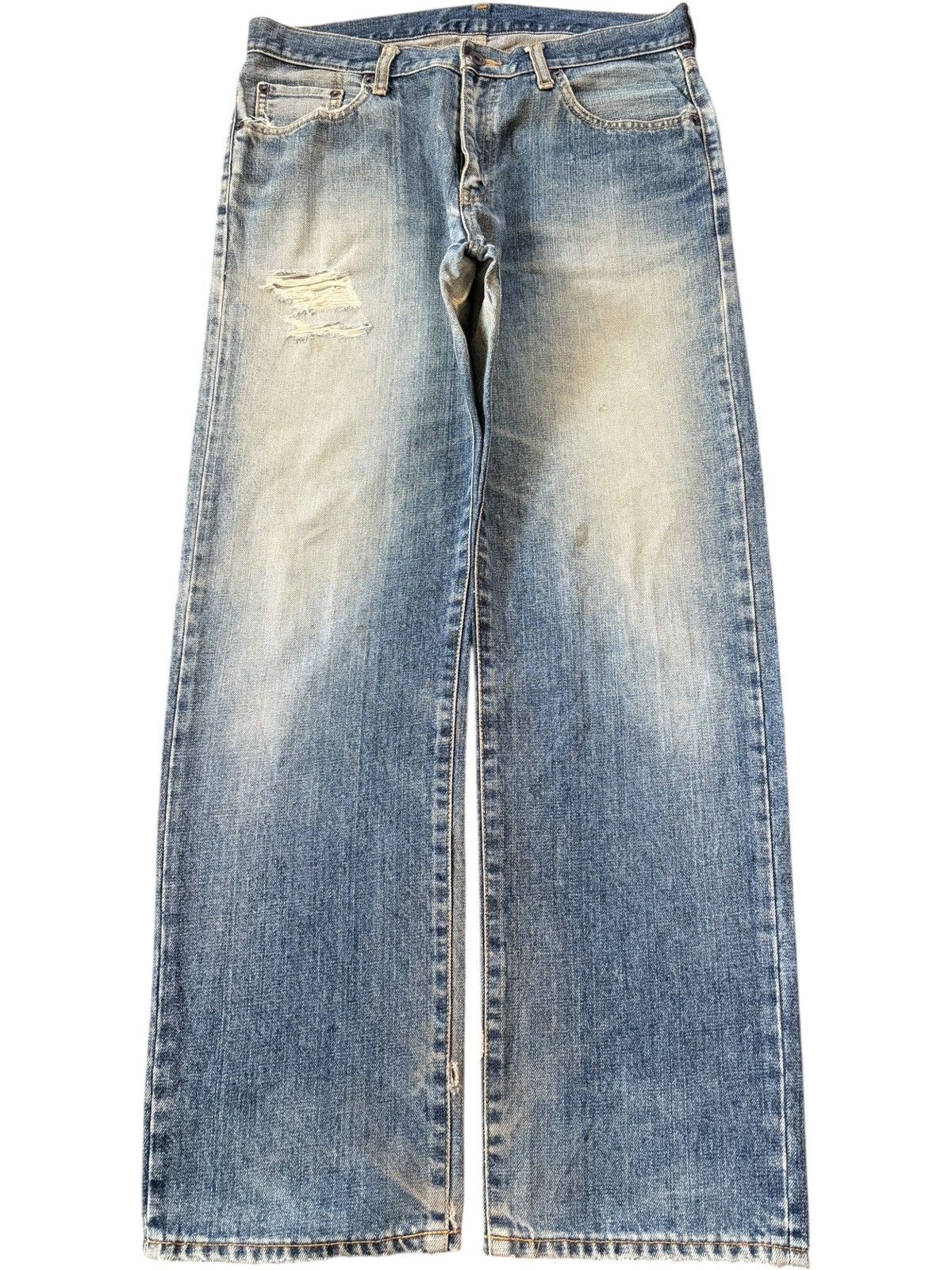 Uniqlo Vintage Japanese Uniqlo Faded Wash Distress Loose Jeans Size US 33 - 1 Thumbnail