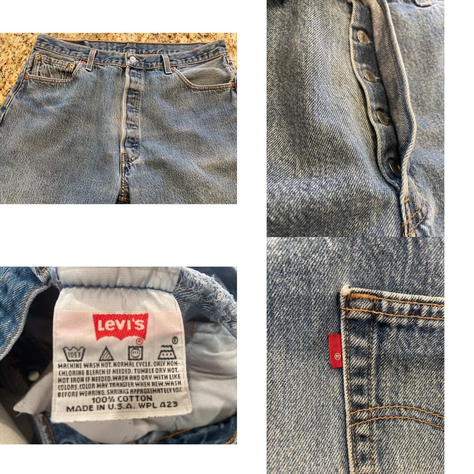 Levi's VINTAGE Levi's 501XX Jeans Mens Denim Button Fly 34x32 Mid Blue Wash 1980s USA Size US 38 / EU 54 - 8 Thumbnail