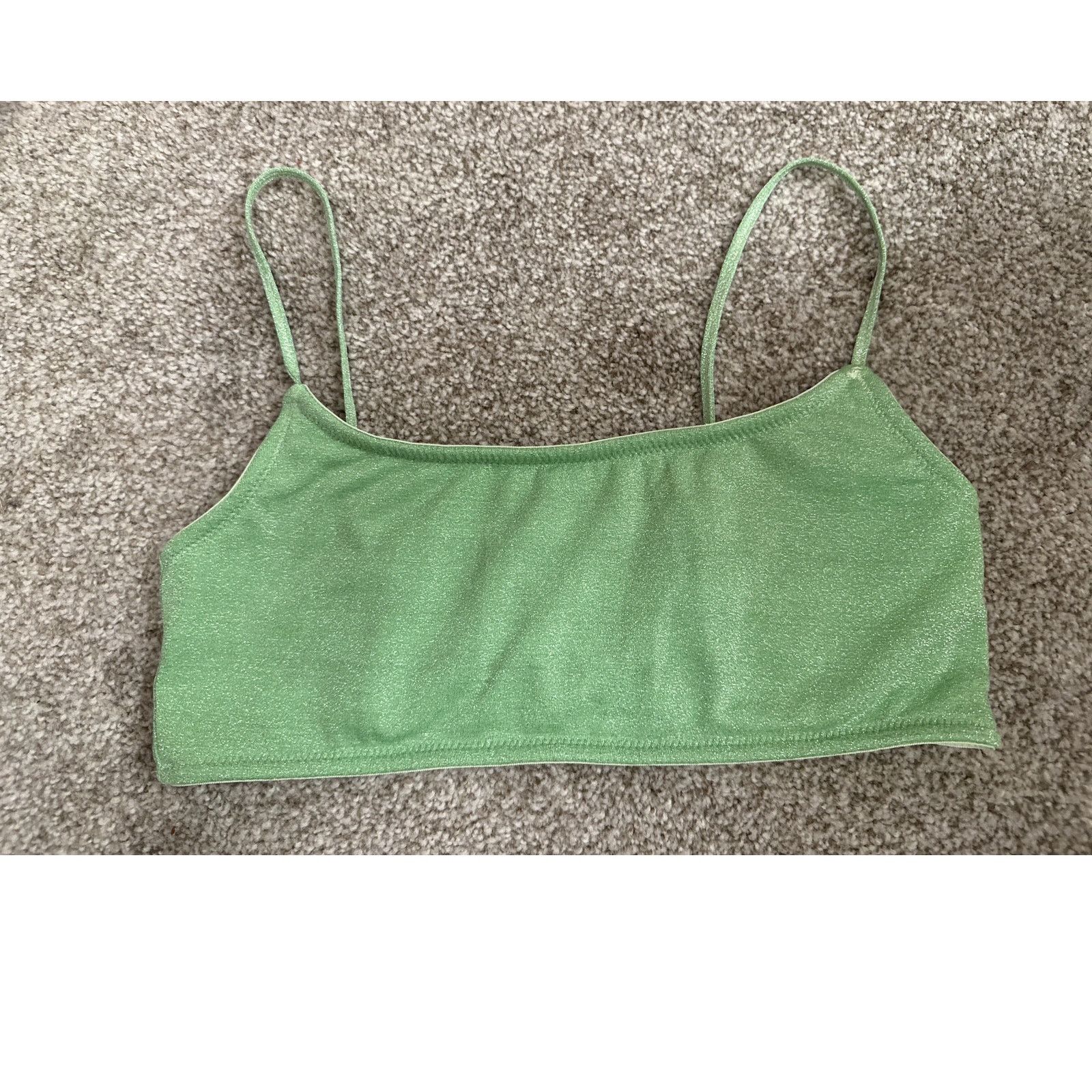 Triangl Triangl Mica Sparkle Lime Green Bikini Top, sz large Size L / US 10 / IT 46 - 1 Thumbnail