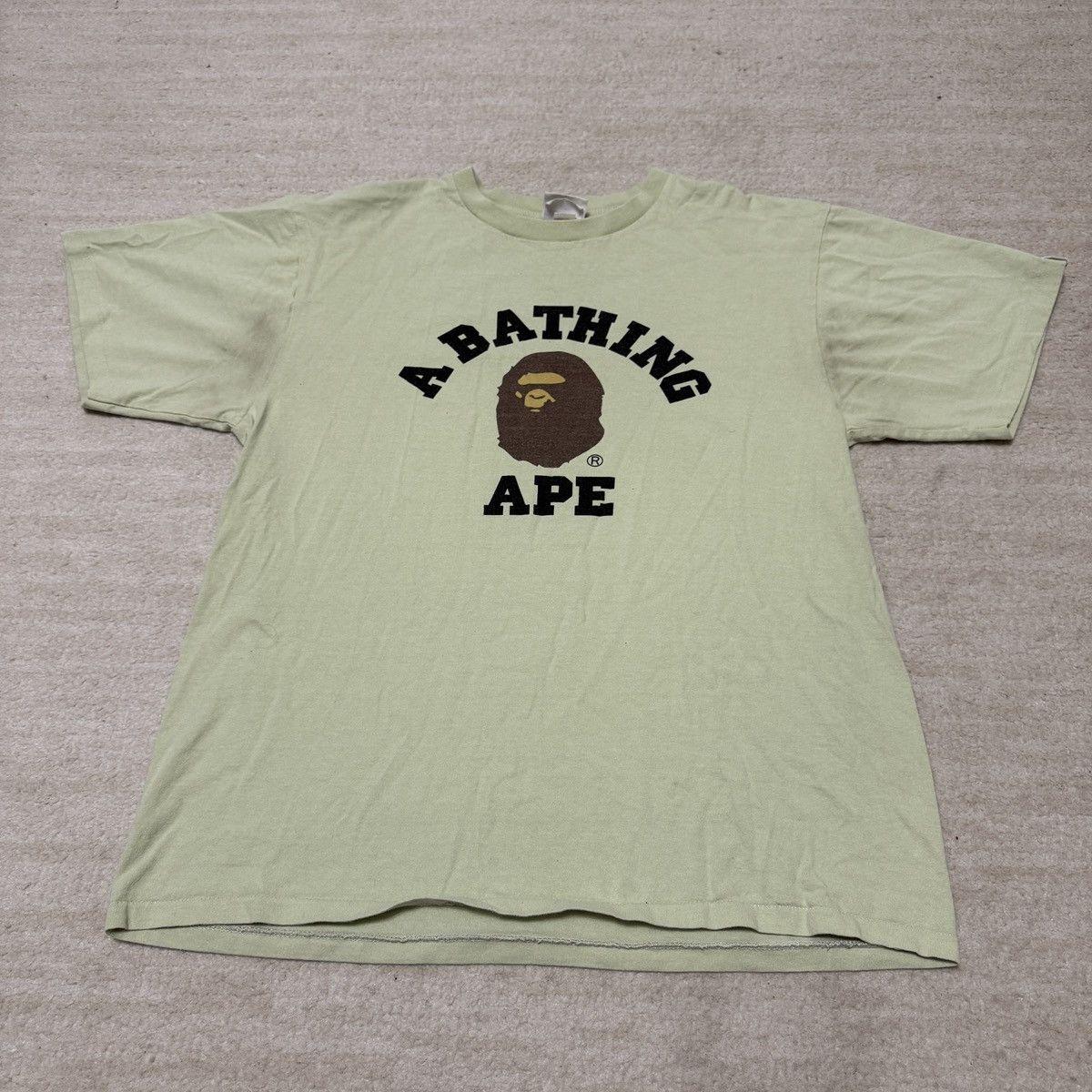 A Bathing Ape BAPE Pigment College T-Shirt Green Men's XL