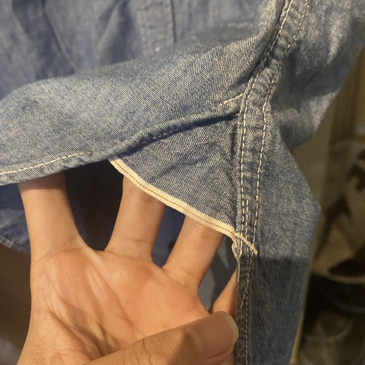 Bape Bape A Bathing Ape Rare Selvedge Chambray Denim Work Shirt Size US L / EU 52-54 / 3 - 7 Thumbnail